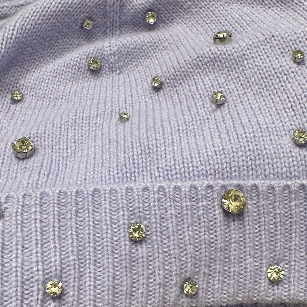 NEW Women's Charter Club Cashmere Embellished Beanie Fresh Orchid - Picture 6 of 6